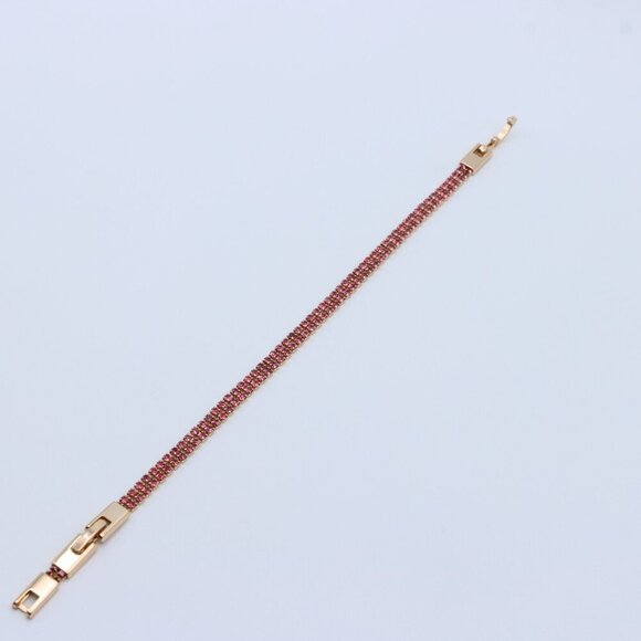 Elegant Rose Gold Bracelet with Sparkling Pink Stones, Adjustable Fit, XPBL0729 - Picture 2 of 12